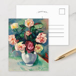 Bouquet der Rose | Henri Manguin Postkarte<br><div class="desc">Bouquet De Rose Dans Un Vase Blanc (1912) | Henri Manguins Bouquet De Rose Dans Un Vase Blanc (1912) ist ein exquisites Stillleben-Gemälde, das eine zarte Anordnung von Rose in sanften Rosa- und Weißtönen in einer weißen Vase bietet. Der fauvistische Einfluss des Künstlers zeigt sich in den lebhaften Farbkontrasten und...</div>