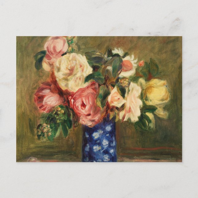 Bouquet der Rose Renoir Impressionist Art Malerei Postkarte (Vorderseite)