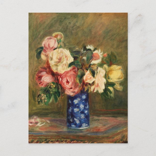 Bouquet der Rose Renoir Impressionist Art Malerei Postkarte (Vorderseite)