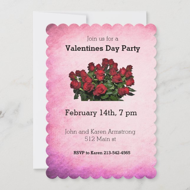 Bouquet der rote Rosen Einladung (Vorderseite)