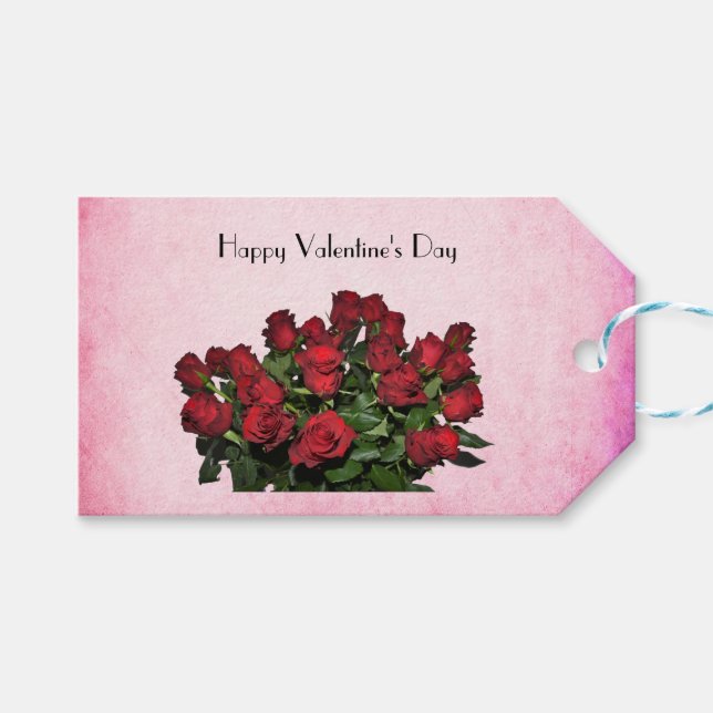 Bouquet der rote Rosen Geschenkanhänger (Vorderseite (Horizontal))