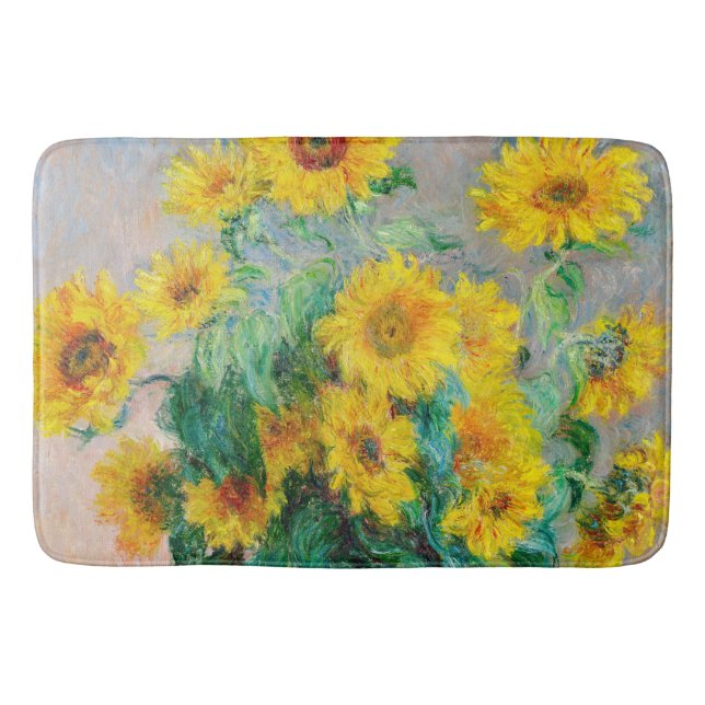Bouquet der Sonnenblumen Claude Monet Badematte (Vorderseite)