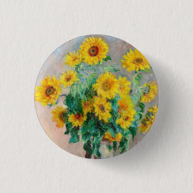 Bouquet der Sonnenblumen Claude Monet Button (Vorderseite)