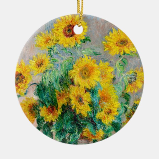 Bouquet der Sonnenblumen Claude Monet Keramik Ornament (Vorne)