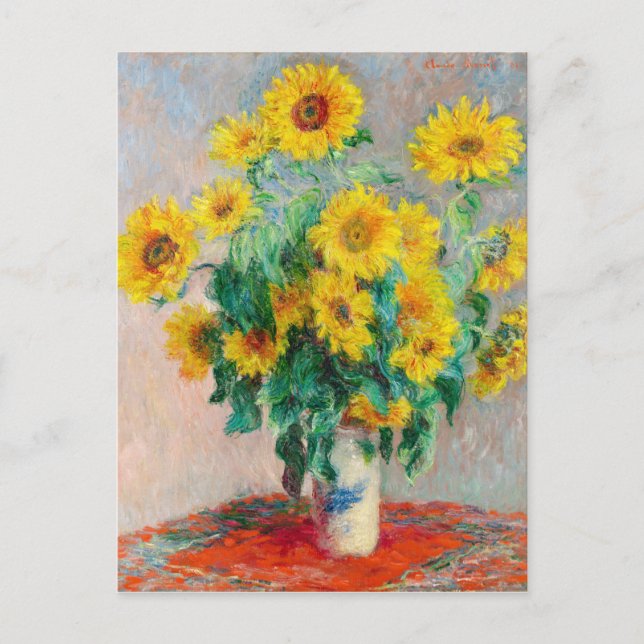 Bouquet der Sonnenblumen Claude Monet Postkarte (Vorderseite)