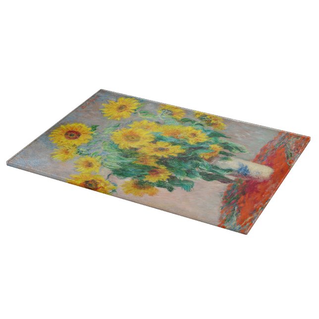 Bouquet der Sonnenblumen Claude Monet Schneidebrett (Ecke)