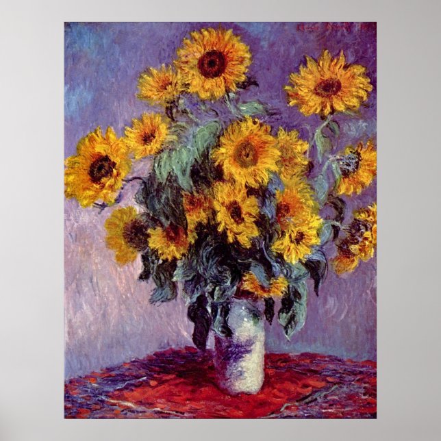 Bouquet der Sonnenblumen von Claude Monet Poster (Vorne)