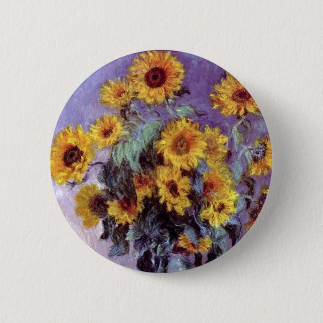 Bouquet der Sonnenblumen von Claude Monet, Vintage Button (Vorderseite)