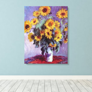 Bouquet der Sonnenblumen von Claude Monet, Vintage Leinwanddruck
