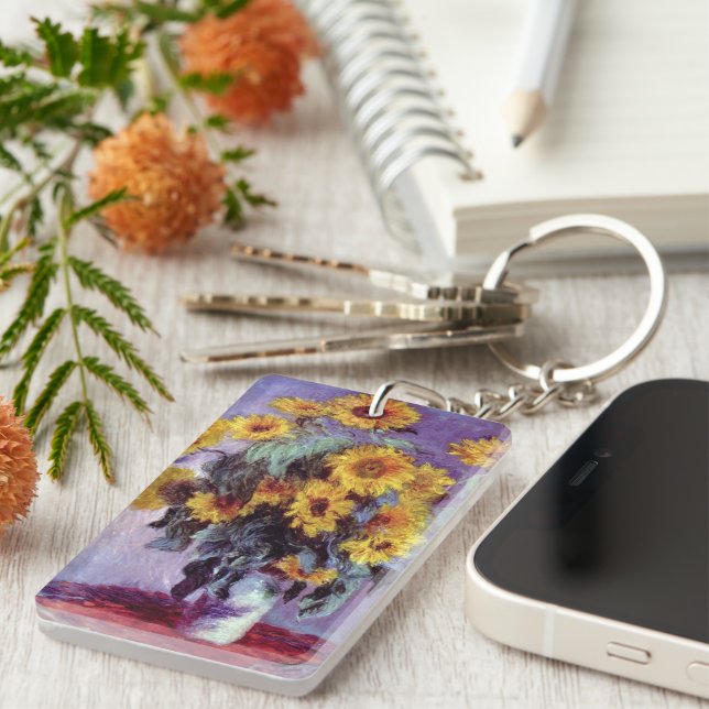 Bouquet der Sonnenblumen von Claude Monet, Vintage Schlüsselanhänger (Vorderseite rechts)