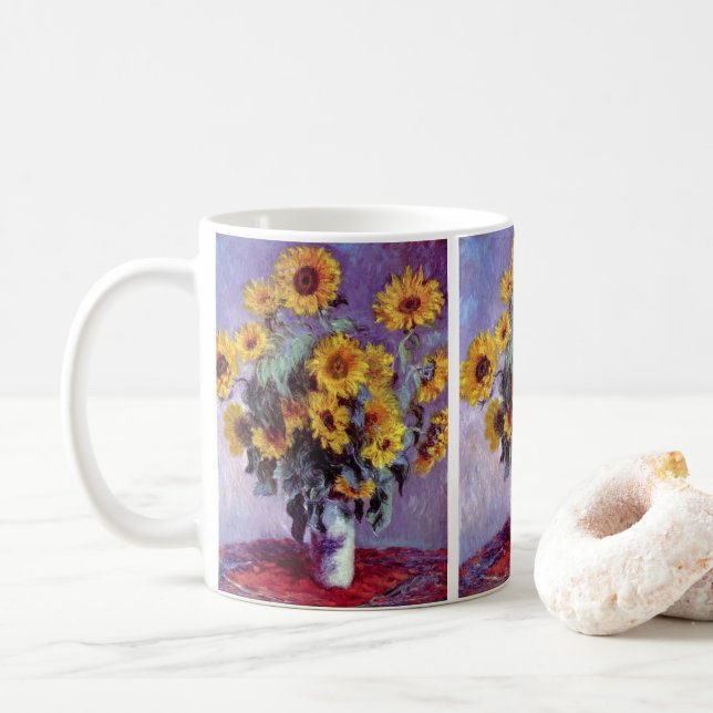 Bouquet der Sonnenblumen von Claude Monet, Vintage Tasse (Mit Donut)