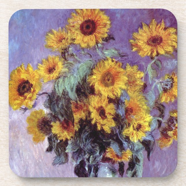 Bouquet der Sonnenblumen von Claude Monet, Vintage Untersetzer (Vorderseite)