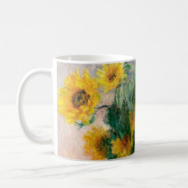 Bouquet der Sonnenblumen von Monet Impressionist Kaffeetasse (Links)