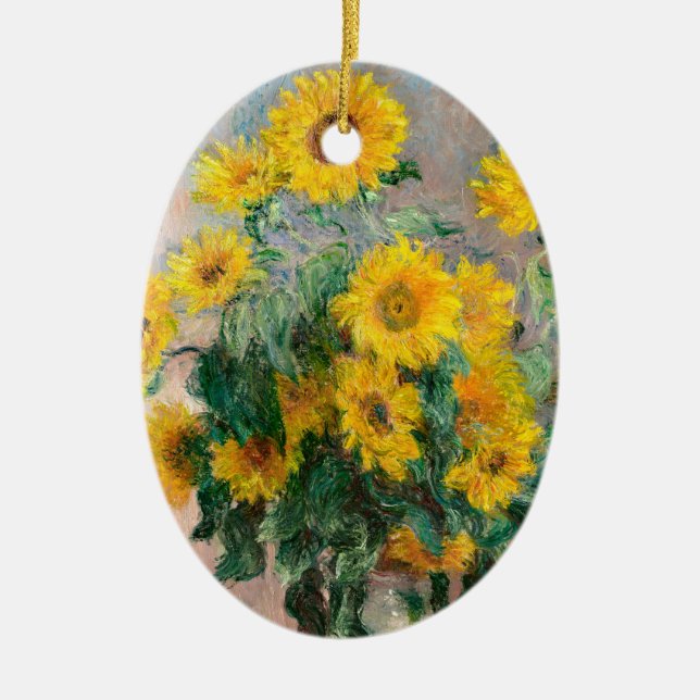 Bouquet der Sonnenblumen von Monet Impressionist Keramik Ornament (Vorne)