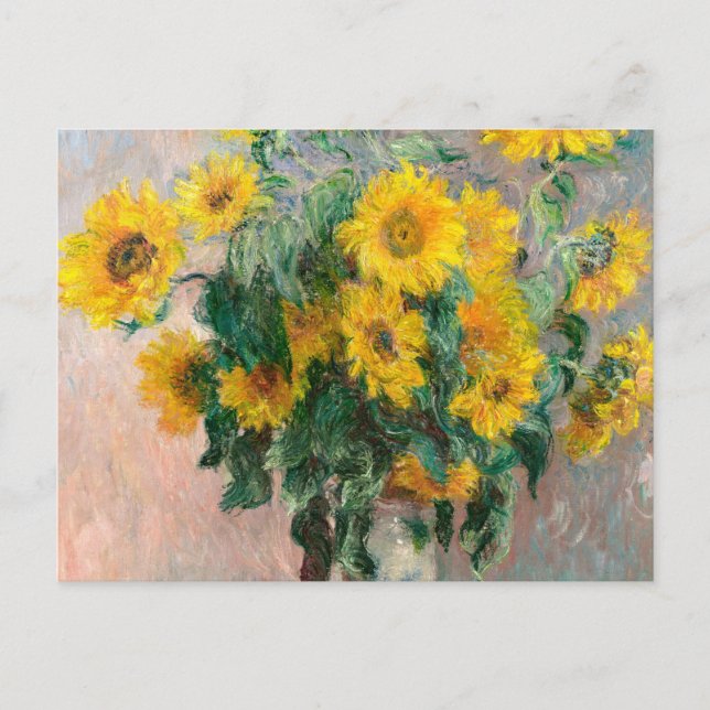 Bouquet der Sonnenblumen von Monet Impressionist Postkarte (Vorderseite)