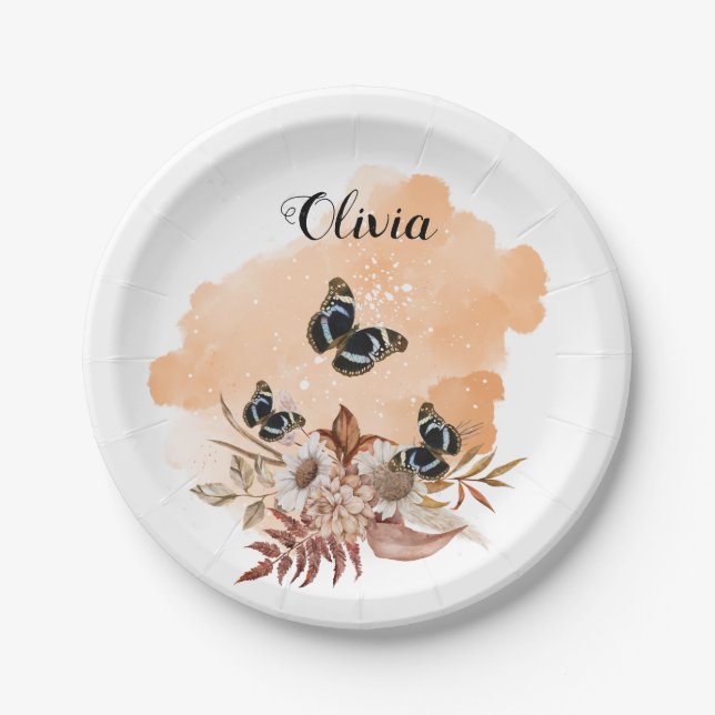 Bouquet floral blooming garden pappteller (Vorderseite)