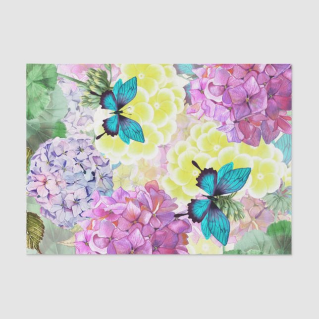 Bouquet Floral Blue Butterfly Decoupage Seidenpapier (Vorderseite)