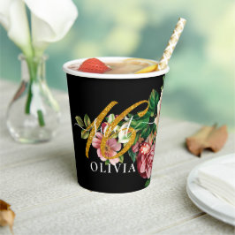 Bouquet Floral Sweet 16 Paper Cups Pappbecher