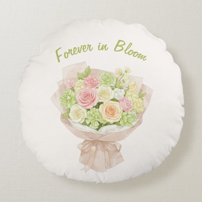 Bouquet　forever in Bloom Rundes Kissen (Vorderseite)