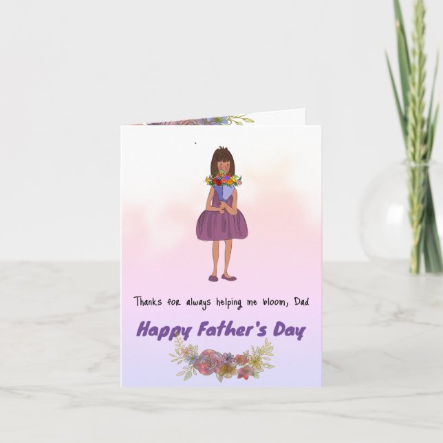Bouquet Girl Father's Day Card Dankeskarte (Vorderseite)