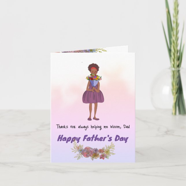 Bouquet Girl Vater Card - Dunkle Haut Dankeskarte (Vorderseite)