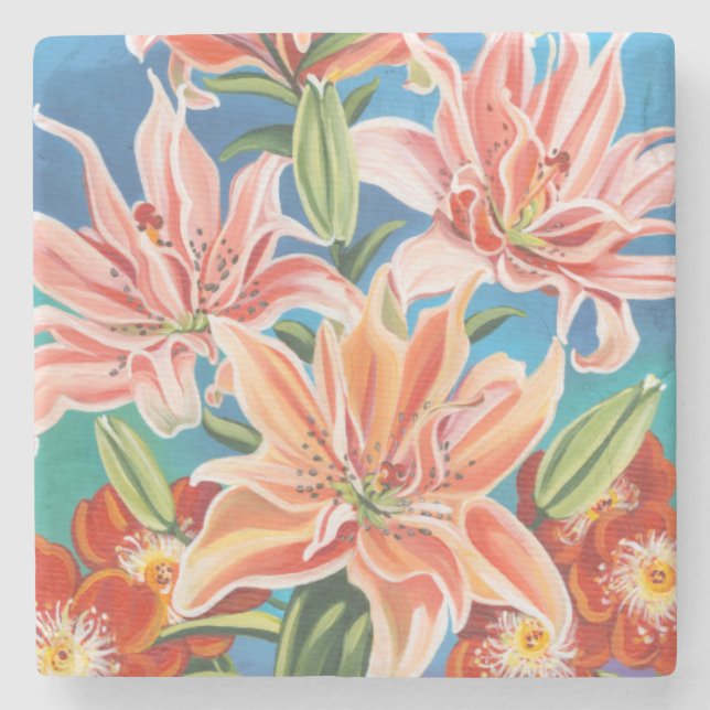 Bouquet in Border II Steinuntersetzer (Vorderseite)