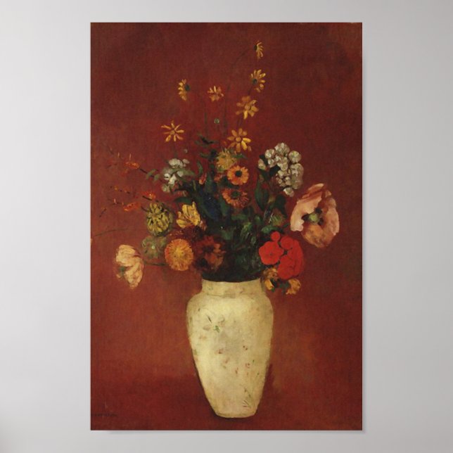 Bouquet in einer chinesischen Vase, Odilon Redon F Poster (Vorne)