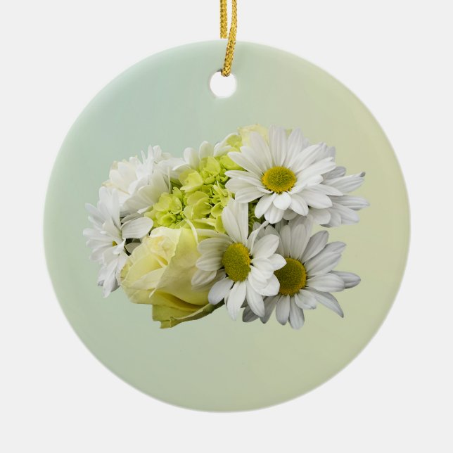 Bouquet in Shades of White and Yellow Keramik Ornament (Vorne)