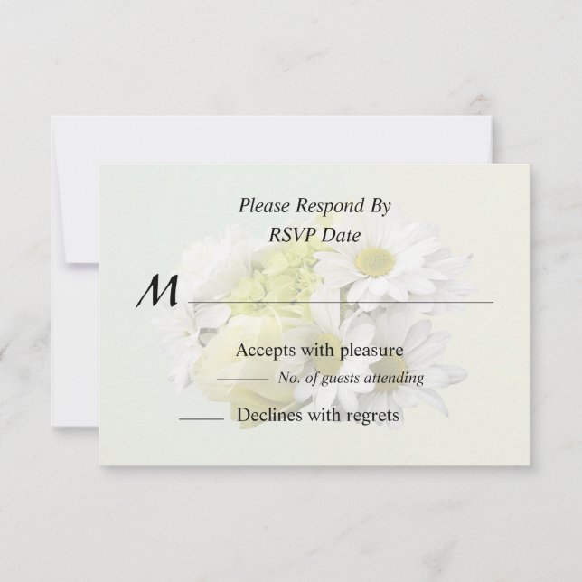 Bouquet in Shades of White and Yellow RSVP Karte (Vorderseite)
