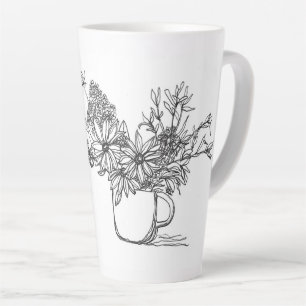 Bouquet-Linie zeichnend Tasse