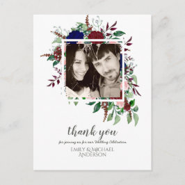 Bouquet Marsala Blue Pink Blume DANKEN Postkarte