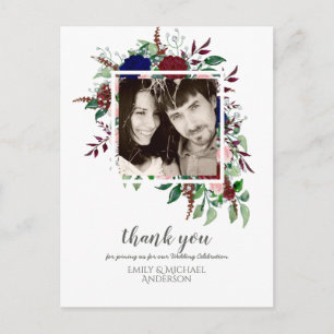 Bouquet Marsala Blue Pink Blume DANKEN Postkarte