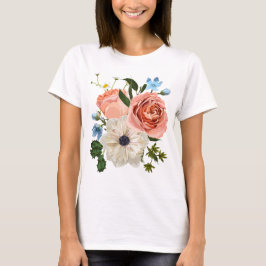 Bouquet mit Gartenmöbeln und Blume. T-Shirt