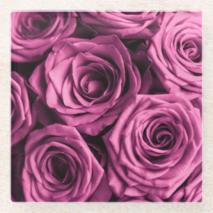 Bouquet mit lila Rose, Blume mit Blumenbeete Glasuntersetzer