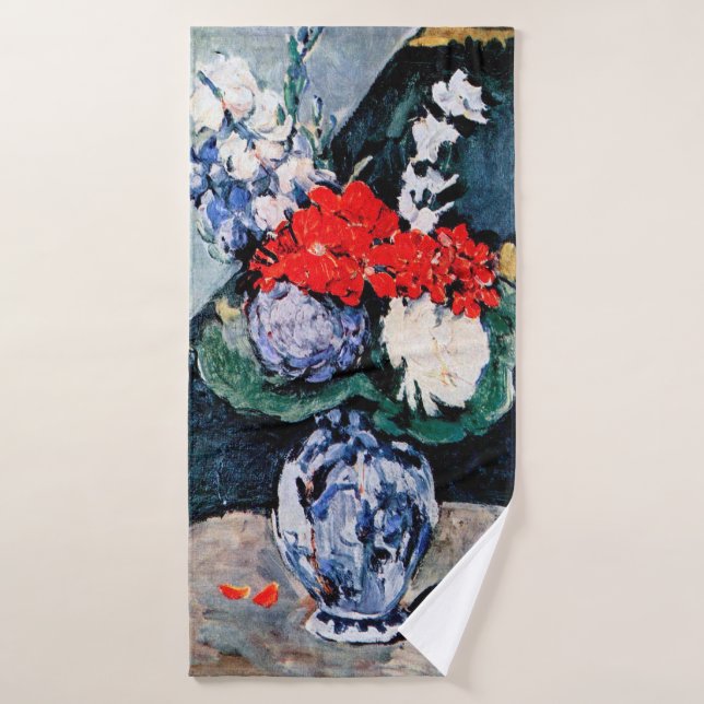 Bouquet mit Little Delft, Paul Cezanne Badehandtuch (Badehandtuch)