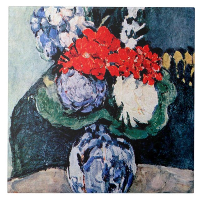 Bouquet mit Little Delft, Paul Cezanne Fliese (Vorderseite)