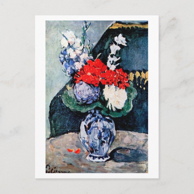 Bouquet mit Little Delft, Paul Cezanne Postkarte (Vorderseite)