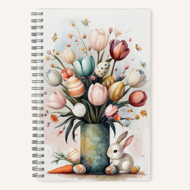 Bouquet mit Ostereiern und sonniges SpiralNotebook Notizbuch (Vorderseite)