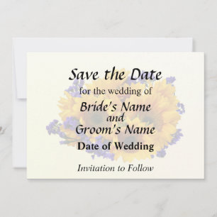Bouquet mit Sonnenblumen und Lila Statice Save The Date