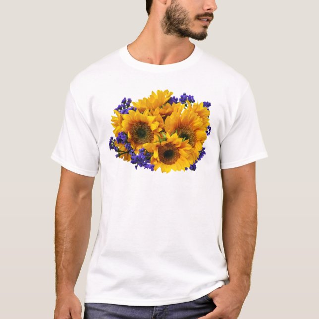 Bouquet mit Sonnenblumen und Lila Statice T-Shirt (Vorderseite)