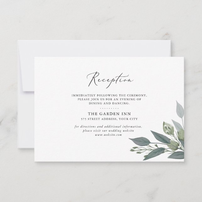 Bouquet of Greenery Empfang Card RSVP Karte (Vorderseite)