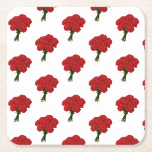 Bouquet of Red Carnation - Elegante Romantische Ku Rechteckiger Pappuntersetzer