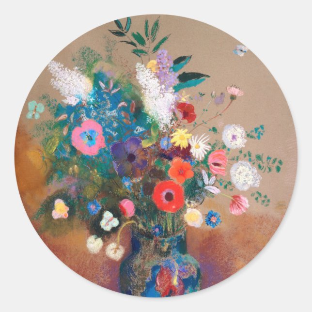 Bouquet Of Wild Field Flowers - Odilon Redon Runder Aufkleber (Vorderseite)