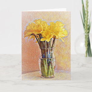 Bouquet of Yellow Glow Daffodil Blume Art Card Karte