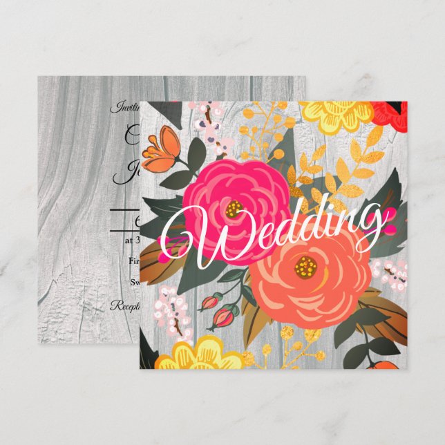 Bouquet on Barnwood Square Einladung (Vorne/Hinten)