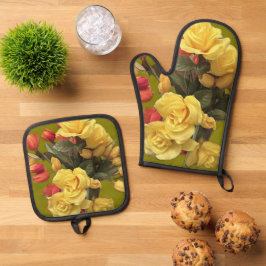 "Bouquet" Oven Mitt & Pot Holder Set