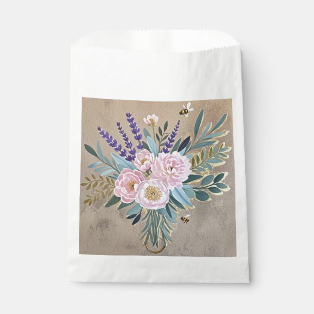 Bouquet-Pfennige Lavendel-Blume Rustikal Geschenktütchen (Vorderseite)