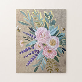 Bouquet-Pfennige Lavendel-Blume Rustikal Puzzle