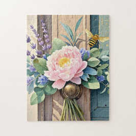 Bouquet-Pfennige Lavendel-Blume Rustikal Puzzle