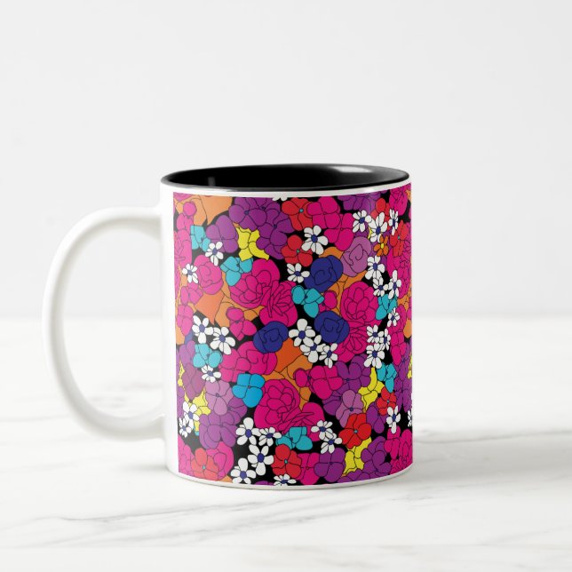 Bouquet Pink und Lila Zwei-Tone-Kaffee-Tasse Zweifarbige Tasse (Links)